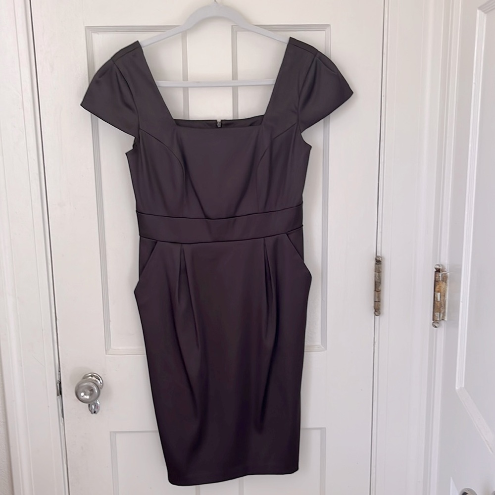 Chocolate Brown Satin Sheath Dress, size 6